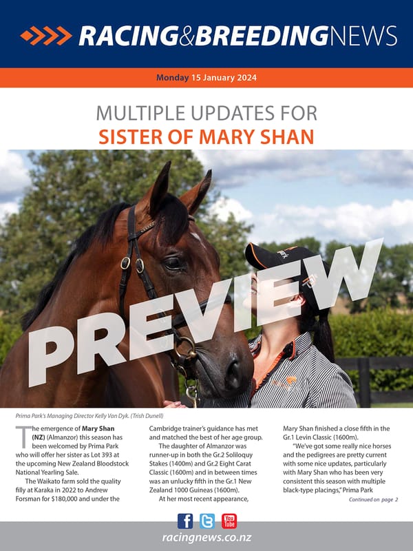 NZ Racing and Breeding News – 15 January 2024
