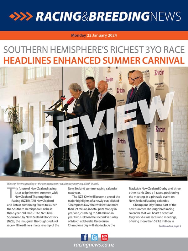 NZ Racing and Breeding News – 22 January 2024