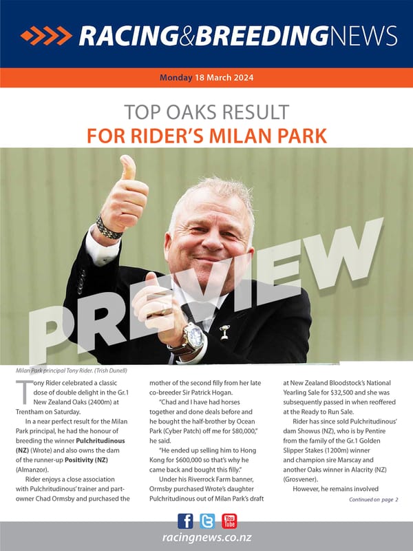 NZ Racing and Breeding News – 18 March 2024