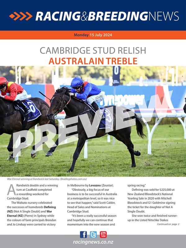 NZ Racing and Breeding News – 15 July 2024