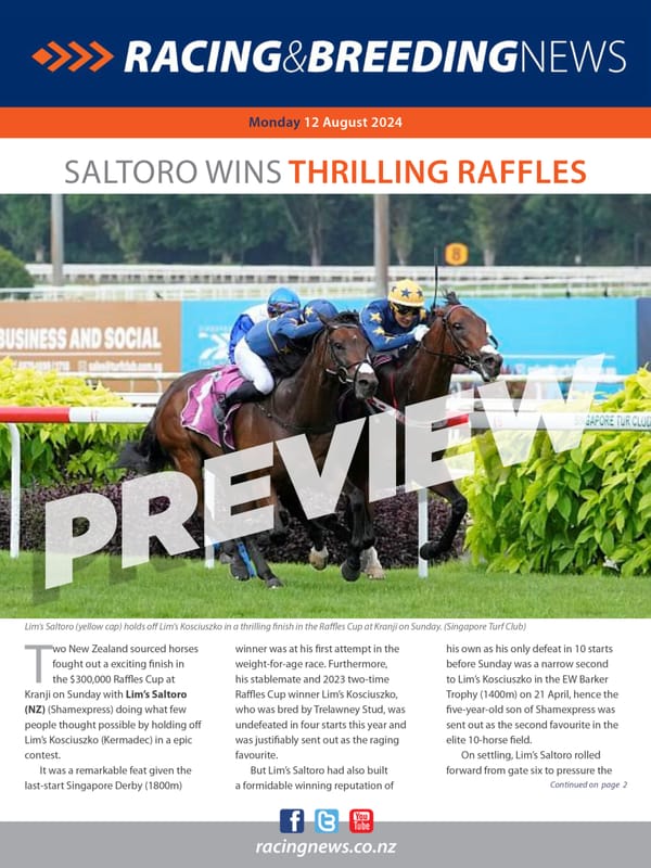 NZ Racing and Breeding News – 12 August 2024