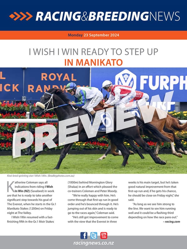 NZ Racing and Breeding News – 23 September 2024