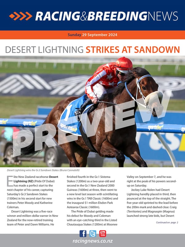 NZ Racing and Breeding News – 29 September 2024