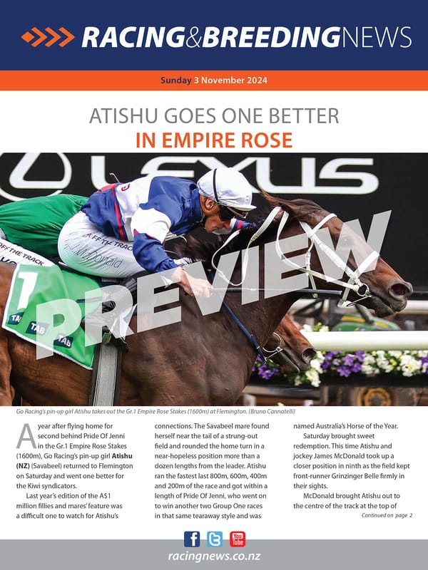 NZ Racing and Breeding News – 03 November 2024